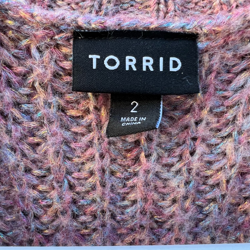 Torrid Metallic Pink Multi Color Open Front Cardi… - image 6